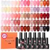 Peacecolor Smalto Semipermanente Unghie, 25 Colori Smalti Semipermanenti per Unghie Bianco Latte Nude Rosa Rosso Jelly Gel Polish, French Manicure Soak-Off UV/LED per Nail Art Salone