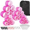 Vexnaro 50 Pezzi Bigodini Grandi Set, 24 Bigodini per Volume, 4 Misure 60, 48, 36, 25mm, con 24 Clip in Acciaio Inossidabile, Medi e Corti da te per Donne e Bambini, per Capelli Lunghi,