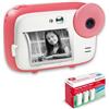 AgfaPhoto AGFA PHOTO Realikids Instant Cam + 3 rotoli di carta termica ATP3WH aggiuntivi - Fotocamera istantanea per bambini, schermo LCD da 2,4, batteria al litio, specchio selfie e filtro fotografico, Rosa