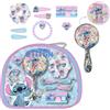 CERDÁ LIFE'S LITTLE MOMENTS Disney Stitch, set di bellezza per bambini con beauty case trasparente, specchio liquido, elastici e fermagli per capelli, accessori completi per acconciare e giocare ragazze dai 3 anni in su