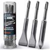 PRESCH SDS plus Set di Scalpelli 3 pezzi - Set completo di scalpelli piatti, larghi e a punta - Punte estremamente robuste e durature - (lunghezza di 140 mm) per colpi potenti