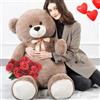 MorisMos Orso Peluche Gigante 130 cm, XXL Marrone Scuro Orsacchiotto Grande, Morbido Pupazzo Orsetto di Peluche Teddy Bear Regalo per Bambini Fidanzata Lei Lui Compleanno Decorazioni