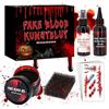 AN-WATTY 150ml Sangue Finto Halloween + 5 Fogli Tatuaggi Halloween, Fake Blood e Tatuaggi Temporanei Halloween per Trucchi Halloween, Trucco Halloween per Trucco Joker Vampiroe Zombie, Trucchi halloween Adulti