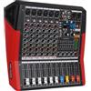 Yamnweo TF600 - Mixer 6 canali, amplificatore di uscita di potenza 2 * 450W, accompagnamento Bluetooth, EQ a 7 segmenti, 99 sintonizzatori DSP con effetti, adatto per audio passivo ad alta potenza