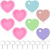 FdcLixuvol 4 stampi in silicone a forma di cuore in resina, portachiavi in resina, stampi per San Valentino, cioccolato, caramelle, con 20 anelli portachiavi, per compleanno, fai da te, artigianato, dessert