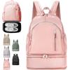 LUKIUP Zaino sportivo da donna e uomo, con scomparto per scarpe e tasca bagnata, zaino sportivo per nuoto e yoga, Colore: rosa., Piccolo, Designer