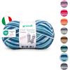 120 Gründl Lana Hot Socks Como, 4 strati, 1 gomitolo da 100 g/420 m (75% lana vergine (superwash), 25% poliammide), blu notte e jeans bianco