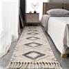 JaeMoose Tappeto in cotone trapuntato, lavabile con nappe, copriletto geometrico shag, in tessuto bohémien, per lavanderia/camera da letto (60 x 180 cm, grigio) (EU-JM-SLH)