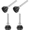QUARKZMAN 4 Set M6 x 50mm Manopole Zigrinate Filettatura Maschio Viti Testa Zigrinata Dadi Rondelle, Impugnatura Manopola Bloccaggio 25mm Manopole Testa Plastica Viti Testa Zigrinata, Nero