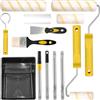 RUNQIN OUTDOOR 12 Pezzi Kit Rullo Pittura con Asta Estensione Telescopica, Composto Vaschetta per Verniciare, Pennelli pittori, Spatola, Miscelatore, Set Vassoio e Supporti Rulli per Dipingere Pareti, Soffitti,Porte