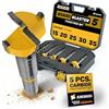 Amboss Werkzeuge Set di punte Forstner (5 pezzi/Ø 15 - 35 mm) - Utensili a incudine BOARDBLASTER in metallo duro per legno 15/20/25/30/35 mm - fori precisi per legno e pannelli (truciolato, pannelli OSB, multiplex)