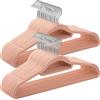 SONGMICS Grucce Appendiabiti in Velluto 50 Pezzi, Antiscivolo, Scanalature su Spalle, Barra per Pantaloni, Gancio Girevole a 360°, Salvaspazio, Spesso 0,6 cm, Largo 43 cm, Rosa Chiaro CRF50PK