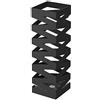 SONGMICS Porta Ombrelli in Metallo, Contenitore per Ombrelli Quadrato con 4 Gancetti e Vaschetta Scolapioggia Rimovibile, 15,5 x 15,5 x 49 cm, Nero LUC16B