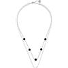 styleBREAKER Collana a Strati per Signore in Acciaio Inox 2 File con Perline e Pendenti in plastica, Catena di Ancoraggio, Catena, Gioielli 05030067, Colore:Argento/Trasparente