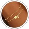 SLOONG Bracciale da donna in argento dorato, oro 18 carati, placcato oro e argento, con lettere, personalizzabile, a strati, regolabile, per donne, fidanzate e ragazze, Placcato oro