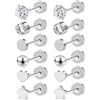 Aoedej G23 - Orecchini a perno in titanio con retro piatto, ipoallergenici, con zirconia cubica, a forma di cuore, stelle, palline, cartilagine, per donne e uomini, per elica, trago, conchiglia, elica