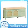 SoBuy FSR129-GR Panca porta scarpe con seduta imbottita e ante a traliccio, panca contenitore, panca da ingresso, scarpiera, scarpiera stretta verde