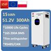 SJY Batteria al litio LiFePO4 SJY 51.2V 300Ah con BT/WiFi, 10000 cicli, 15 kWh per sistemi di accumulo solare fotovoltaico
