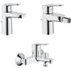 Grohe Bauedge Set Miscelatori Monocomando Cromo in Metallo per Lavabo Bidet e Vasca ,