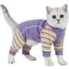 PUMYPOREITY Tuta Post Operatoria Gatto, Morbido Body Gatto Post Operatorio con Manica Lunga Maglioncino per Gatto Coprire i Punti dopo l'operazione(Viola, XL)