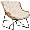 Outsunny Sedia da giardino sedia d'esterno in rattan PE con cuscino dim. 75l x 101P x 90H cm naturale