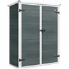 Outsunny Capanno attrezzi 0,8m², capanno con ripiani pieghevoli, 134 x 68,5 x 170 cm in plastica con doppia porta richiudibile, base | Aosom Italy