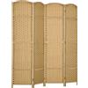 HOMCOM Divisorio 4 pannelli, Paravento pieghevole, Schermo per privacy per soggiorno, camera da letto, home office, naturale | Aosom Italy
