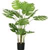 HOMCOM Pianta artificiale Pianta artificiale realistica Monstera Deliciosa,1 vaso di coltura e terriccio cementizio,17,5 cm x 17,5 cm x 120 cm, Verde | Aosom Italy
