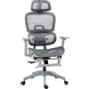 HOMCOM Sedia da ufficio, sedia da scrivania ergonomica con rivestimento in rete, regolabile, con ruote, con braccioli, poggiatesta, Grigio | Aosom Italy