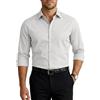 Runcati Camicia da uomo a maniche lunghe, elasticizzata, da uomo, in tinta unita, slim fit, per il tempo libero, facile da stirare, bianco, M