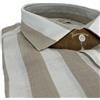 Veneziano Napoli Camicia uomo in puro lino collo francese medium fit beige/bianca Made in Italy