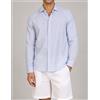 Amirante Antica Sartoria Napoletana Camicia uomo in cotone e lino rigata collo francese - slim fit