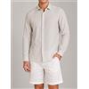 Amirante Antica Sartoria Napoletana Camicia uomo in cotone e lino rigata collo francese - slim fit