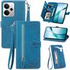 Fertuo Cover per Realme 14 / 14T 5G, Custodia a Libro in Pelle PU Flip Case con Porta Carte, Chiusura Magnetica e Cinturino [Disegni di Fiori] Portafoglio Interno Silicone Antiurto, Blu