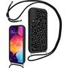 Xylota Cover con Cordino per Samsung Galaxy A36, Aesthetic Leopardo Disegni Custodia con Collana Regolabile Tracolla Laccio Case, Silicone Morbida Bumper Custodie per Samsung A36 6,64'' - Nero 01