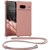 kwmobile Custodia Compatibile con Google Pixel 7 Cover - Back Case in Silicone TPU - Protezione Smartphone con Cordino - madre perla