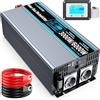 SUDOKEJI FLAMEZUM Inverter 12v 220v 3000W Onda Pura Inverter di Potenza con Telecomandoper and 2 EU Presa & 2x USB per roulotte, pannelli solari Convertitore di pontenza per Camion Camping