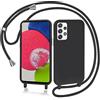 AOMYKE Cover per Samsung Galaxy A52s / Samsung Galaxy A52 4G 5G con Cordino, Custodia con Laccio Collana Tracolla Collo Liquido Silicone Antiurto TPU Antiurto AntiGraffio Case - Nero