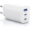 DEESOOCO Caricatore USB C 65W, 3 Porte GaN PPS PD Caricabatterie USB C Rapido USB Type C Ricarica Rapida Alimentatore USBC Compatibile con MacBook Pro/Air, iPad, iPhone 17/16, Galaxy S25/S24/S23 Ultra