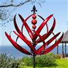 LimeHill Girandola a vento per giardino e cortile, grande scultura cinetica in metallo per decorazione esterna (230 cm, loto bordeaux)