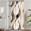 Uiiooazy Tenda Doccia Antimuffa, Uiiooazy Tenda da Doccia Piccola 90x180cm Crema Righe Arancia Chiaro Marrone Banda Tende da Bagno Tessuto Lavabile Impermeabile Poliestere Tende per Vasca da Bagno con 6 Anelli