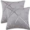 GIGIZAZA Grigio Argento - Federa per cuscino in velluto ciniglia argento striato, decorazione per soggiorno, divano, camera da letto, 50 x 50 cm, confezione da 2