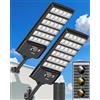 Ofuray Lampione Solare LED Esterno, 6000 mAh Faro LED Esterno con Pannello Solare, 3 Temperature Colore 3000K/4000K/6500K, Impermeabile IP66, Sensore di Movimento per Giardino, Garage, Cortile, 2 Pack