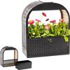 Gadgy Lampada da parete a energia solare con vaso da fiori, vaso da parete con luce solare bianca calda - Fioriera illuminata per balcone e terrazza - Illuminazione da giardino resistente alle