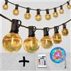 LOPTEM Ghirlanda luminosa esterna 20 m, ghirlanda luminosa esterna con 25 + 2 G40 LED, lampadine IP44, impermeabile, luce bianca calda, per terrazza, matrimonio, Natale,