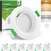 Forepin Faretti Led da Incasso per Cartongesso, 5W 450LM Orientabili Faretti da Incasso, Regolabile Faretti Led Soffitto Foro Ø68-80mm, Caldo 3000K Neutro 4000K Freddo 6000K per Bagno Cucina Soggiorno