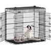 Feandrea Gabbia per Cani Pieghevole, con 2 Porte, Vassoio Rimovibile, 122 x 74 x 114 cm, XXL, Alto, Nero PPD050B01