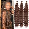 Mscat 18 Inch Ocean Wave 3 Pack Crochet hair Extexsions Long Braids Bungundy Deep Wave Synthetic Hair Braiding Hair for Black Women 4M27#