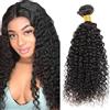 Tuheerst Curly Wave Human Hair Bundles 1B Natural Black Bundel Echthaar Human Hair Extensions Echthaar Tressen Double Weft Remy Hair 1 Bundle Total 100g 34 Inch