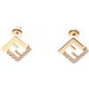 FENDI Orecchini FENDI Forever traforati placcati oro strass trasparenti NUOVI donna